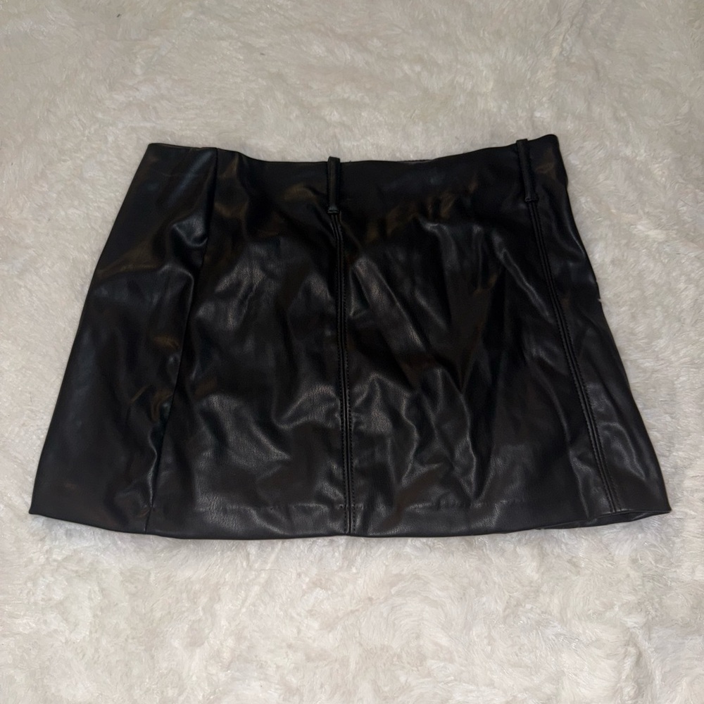 Divided Black Faux Leather Mini Skirt